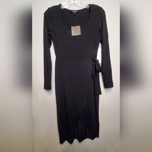 103. See You Monday Long Sleeve Faux Wrap Dress